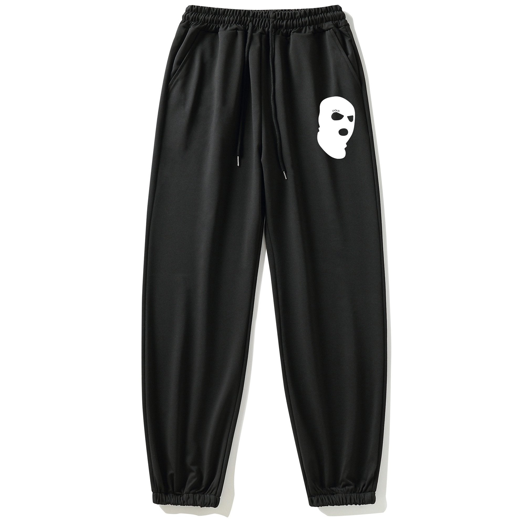 Print Balaclava Sports Pants Side Pockets Couple Jogging Pants