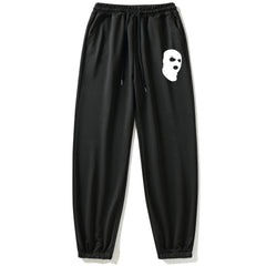 Print Balaclava Sports Pants Side Pockets Couple Jogging Pants