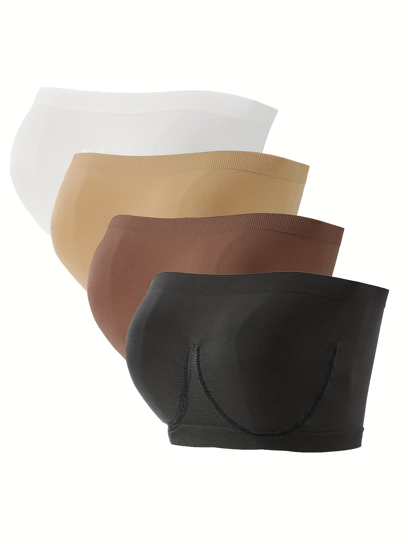 4pcs Strapless Bandeau Bras Soft Stretch Everyday Bra Women's Lingerie