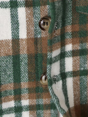 Boys Plaid Shirt Long Sleeve Button Down Hooded Top