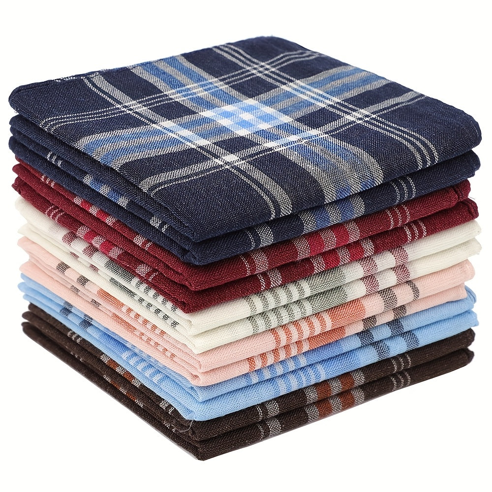 Men's 12 Pack Soft Hankies with Stripe Pocket Square Towel