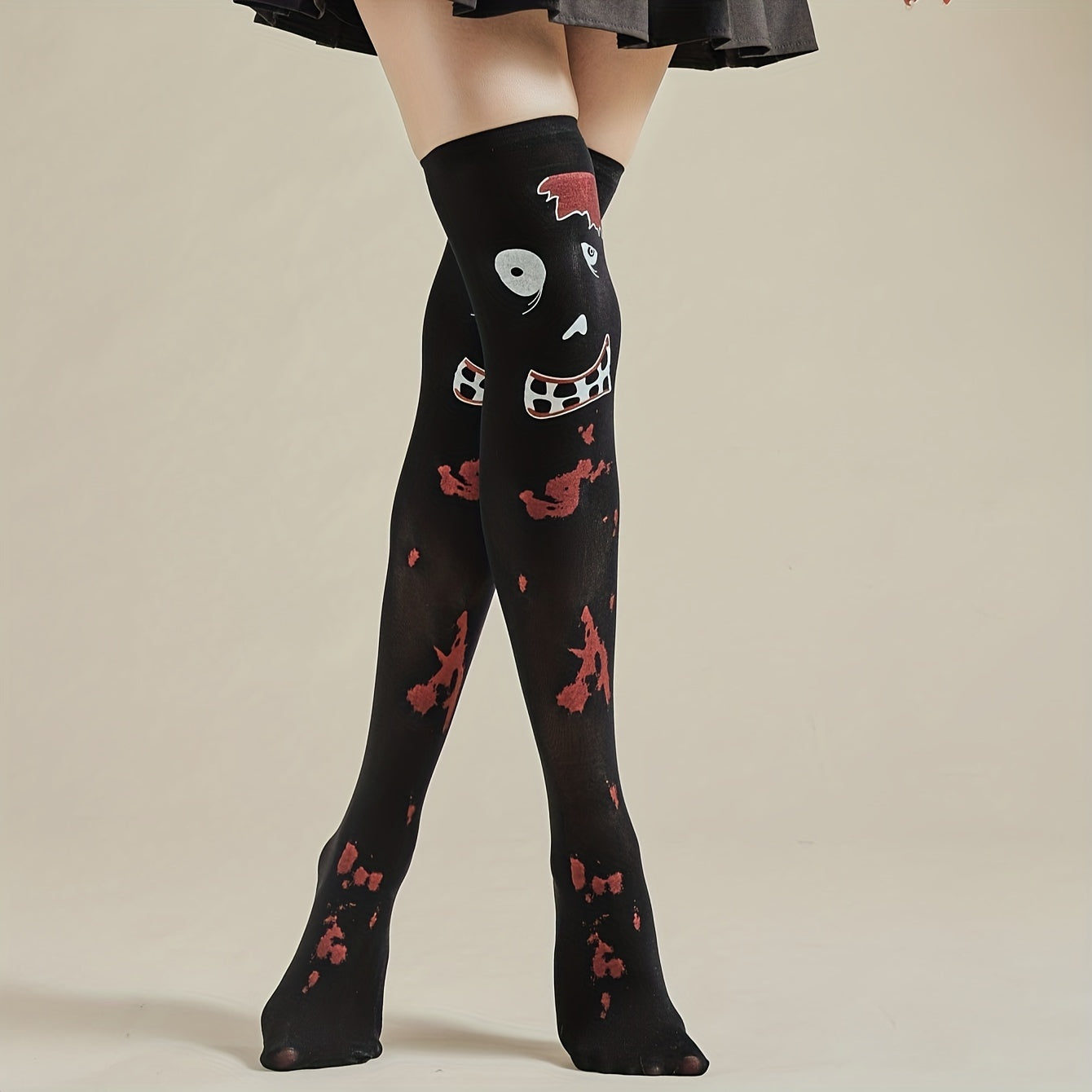 Bloody Print Thigh High Socks Halloween Cosplay Over The Knee Socks