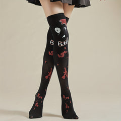 Bloody Print Thigh High Socks Halloween Cosplay Over The Knee Socks