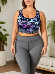 Colorblock Skull Print Round Neck Tank Top