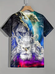 Men's Colorful Lion Graphic T Shirt 3D Print Active Stretch Tee