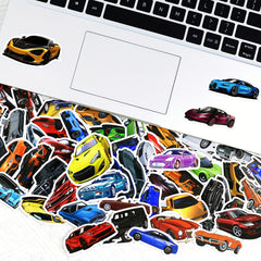50pcs Sports Car Racing Waterproof Stickers for Water Bottle Laptop Decal