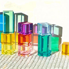 Acrylic Transparent Building Blocks Cube Rainbow Puzzle Toy