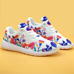 Women's Flower Pattern Mesh Running Shoes Lightweight Breathable Sneakers