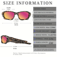 Y2K Wrap Around Sunglasses Camouflage Print Square Frame UV400