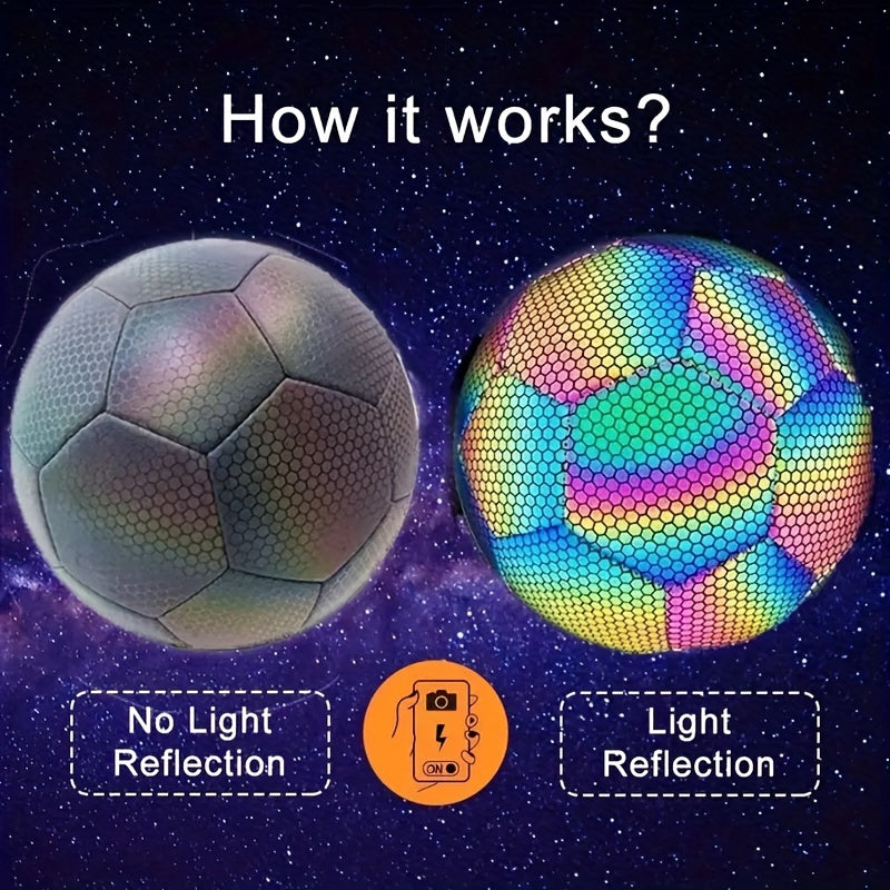 1pc No 5 Reflective Football Glow In Dark Soccer Standard Size Football