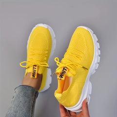 Women's Knitted Sports Shoes Lightweight Lace Up Low Top Running & Tennis Sneake