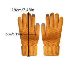 Winter Touch Screen Gloves Stretchy Knitted Fu