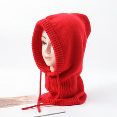 Red Cap With Scarf And Hood Women's Warm Hat Valentines