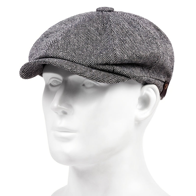 Men's Plaid Newsboy Hat Sunscreen Beret for Outdoor Use