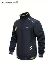 Men's Sports Suit with Striped Stand Collar Jacket & Active Pants