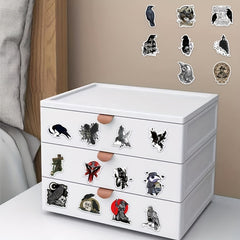 50pcs Crow Waterproof Stickers for Water Cups Notebooks & More