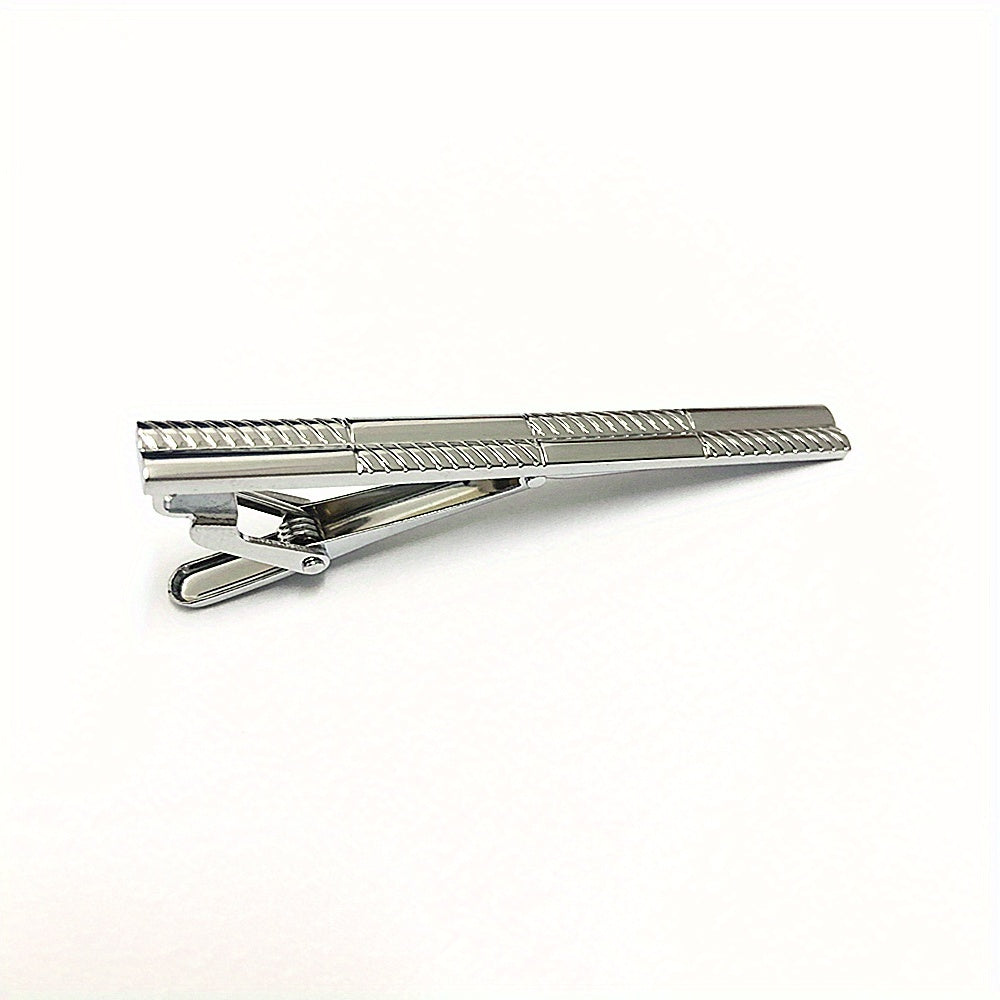 Asymmetrical Cut Pattern Tie Clip Steel