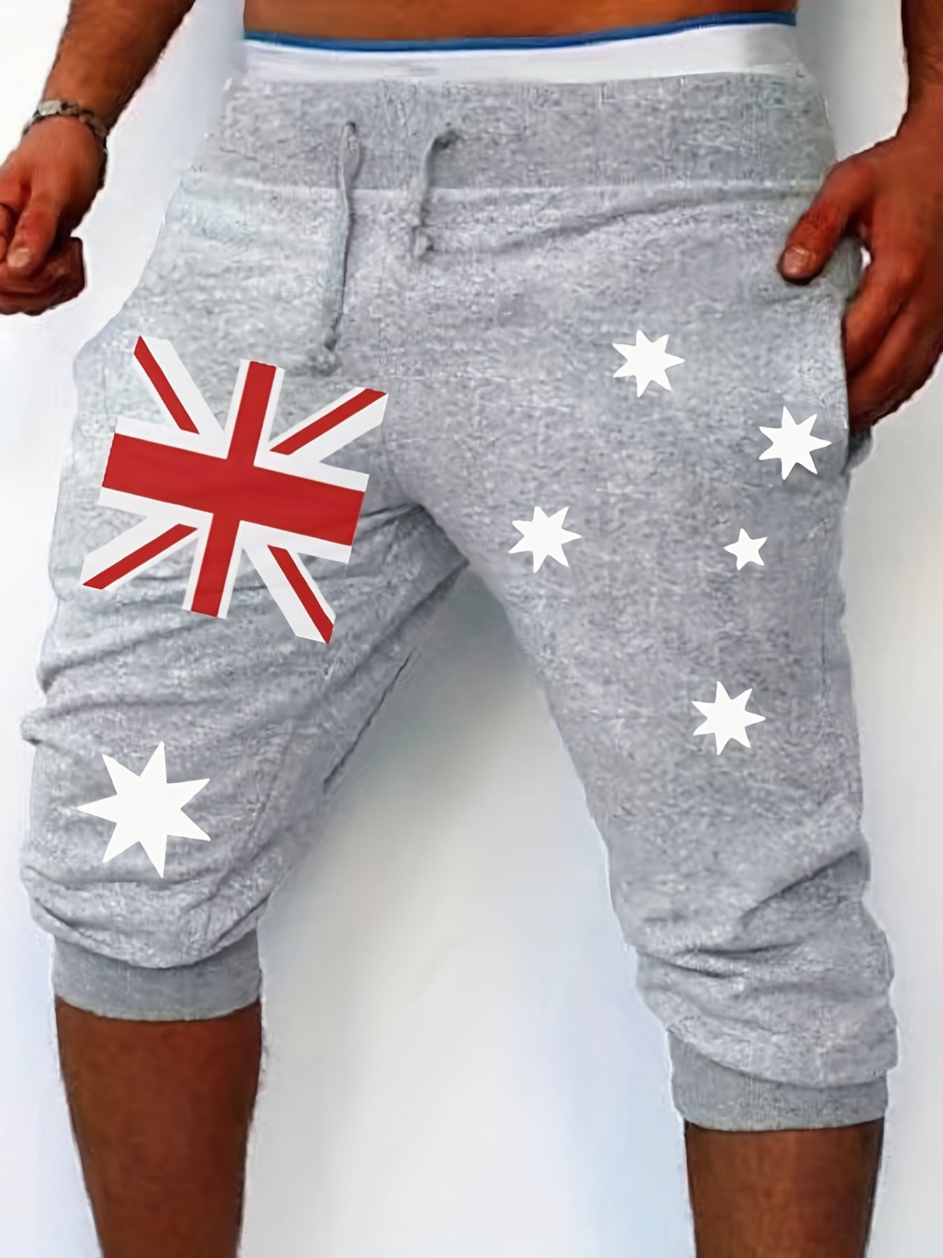 British Flag Comfy Shorts Men s Casual Solid Stretch Knee Long Drawstring Shorts