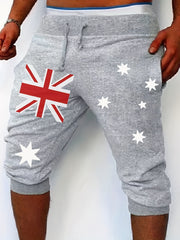British Flag Comfy Shorts Men s Casual Solid Stretch Knee Long Drawstring Shorts