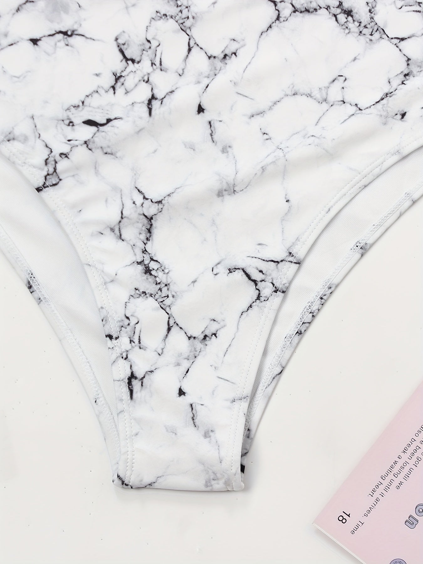Marble Print Bikini Bottoms High Stretch Swimwear Plus Size
