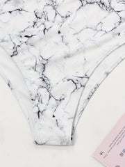 Marble Print Bikini Bottoms High Stretch Swimwear Plus Size