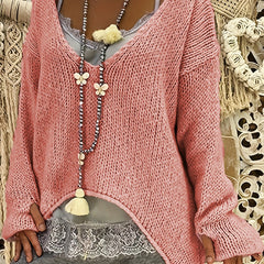 Casual Sweater Women's Solid V Neck Jumper
