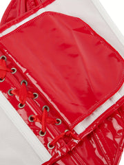 Red Strapless Corset Deep V Lace Up Body Shaper Women's Lingerie