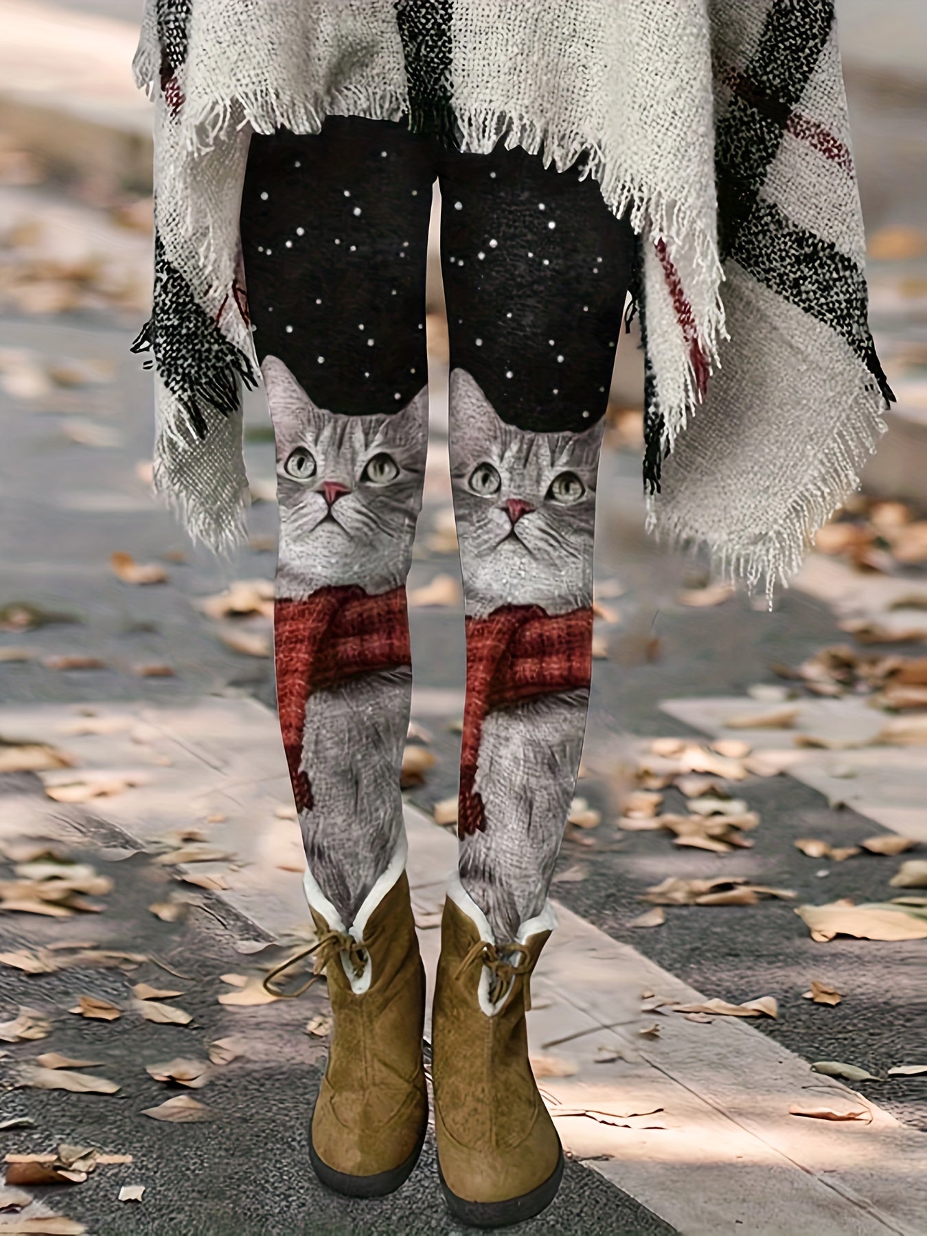 Women's Cat Print High Rise Leggings