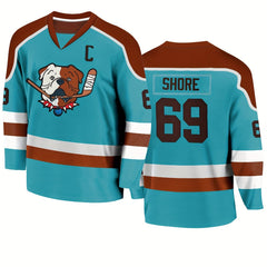 Men's Long Sleeve Hockey Jersey 69 Dog Embroidered Sweatshirt