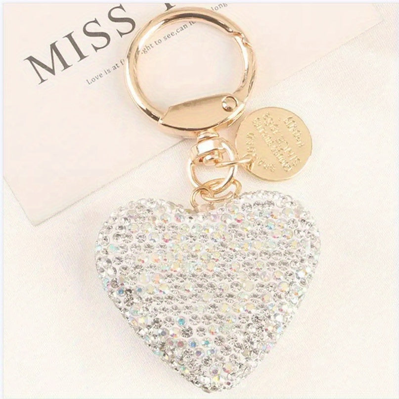 Love Car Keychain For Men Creative Diamond Set Love Earphone Case Bag Pendant
