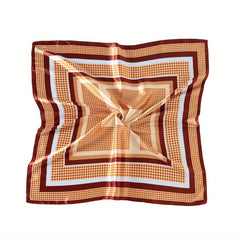 Plaid Satin Square Scarf Classic Shawl Printed Hijab Silk Bandana