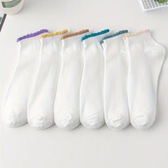 6 Pairs Essential Short Socks with Colorful Trim
