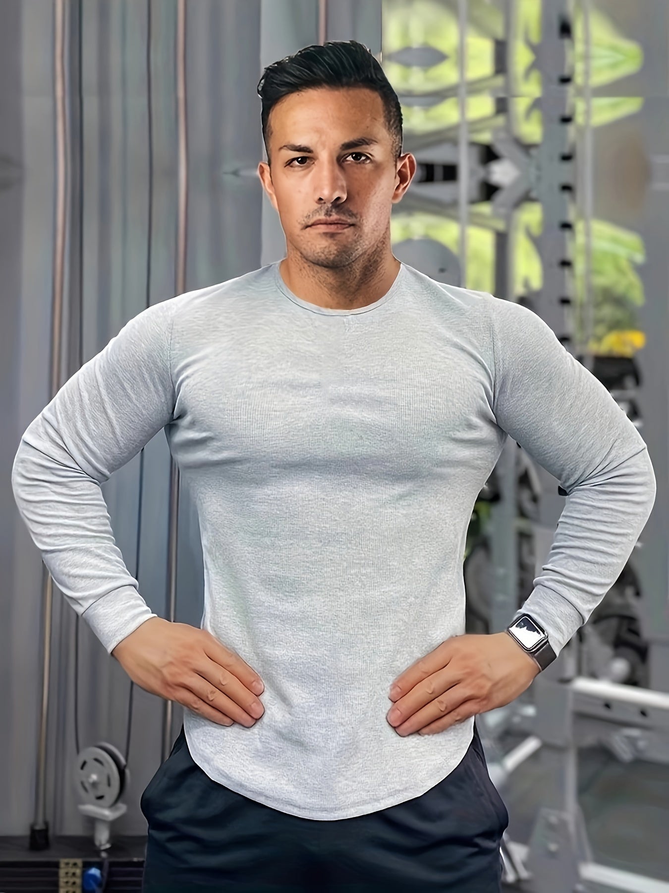 Men's Crew Neck Long Sleeve Stretch Tee