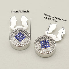 2pcs Rhinestone Button Covers Men Women Fashion Accessory Hidden Buttons