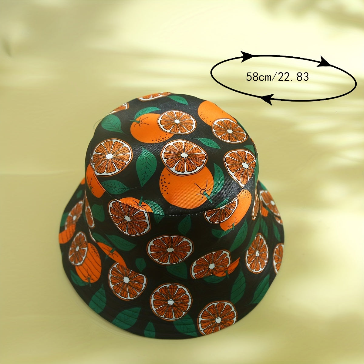 Orange Print Bucket Hat Cartoon Fruit Sunscreen Basin Hat