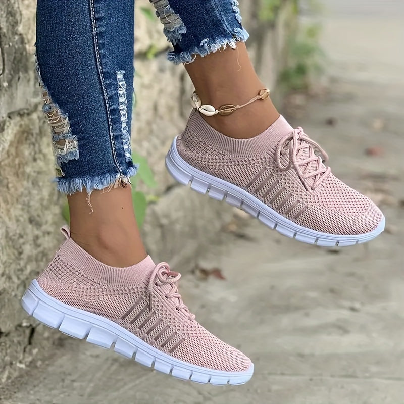 Women's Lace Up Sock Sneakers Low Top Running Shoes