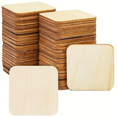 50pcs 2in Wooden Squares for DIY Crafts Wooden Cutout Tiles for Painting