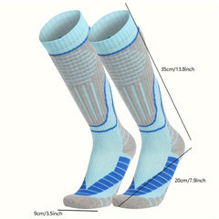 1pair Knee High Ski Socks Thickened Sports Sweat-absorbing Non-slip Warm Socks