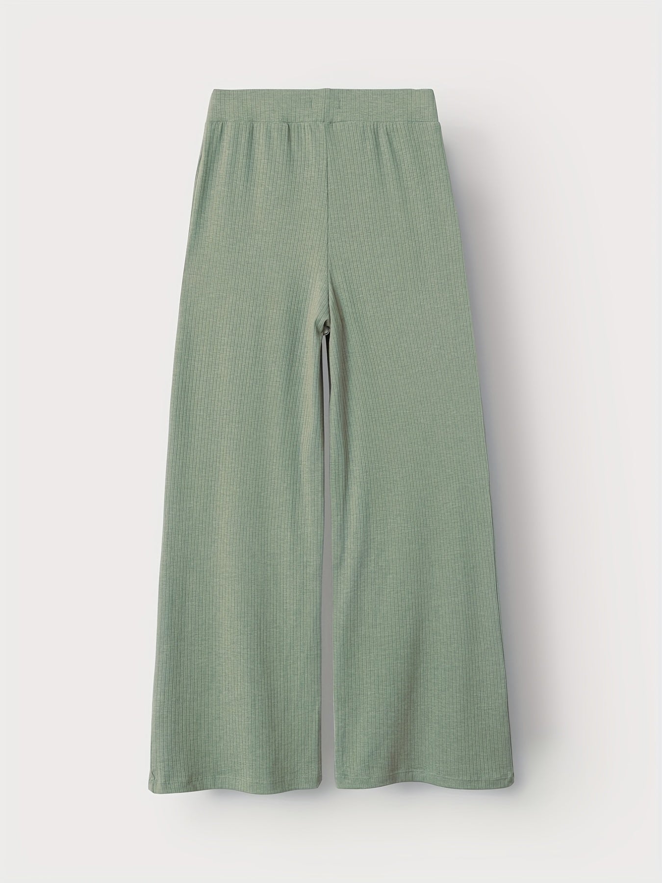 Girls Ribbed Cotton Wide Leg Trousers for Casual Wear