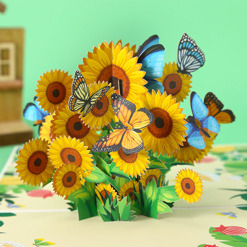 Sunflower 3D Pop Up Greeting Card for Women Bosses and Friends