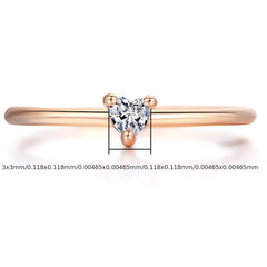 Girl's Copper Heart Zircon Ring Wedding Engagement Jewelry