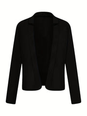 Solid Open Front Blazer Long Sleeve Work Office Outerwear