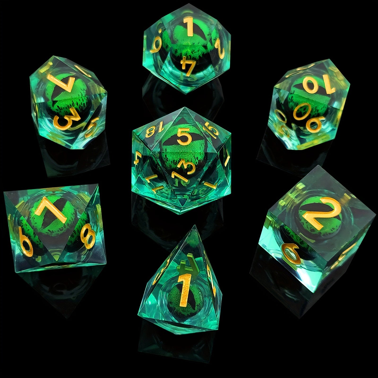 Dragon's Eye Liquid Core Resin Dice Set for RPG Games