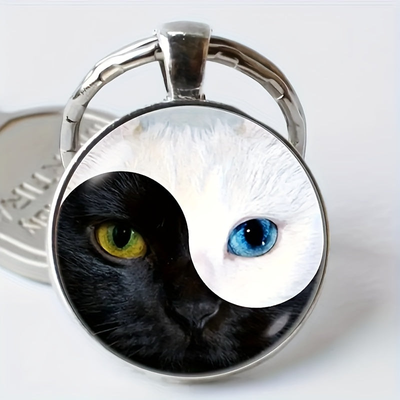 Zinc Alloy Cat Eye Keychain Tai Chi Cat Keychain For Men
