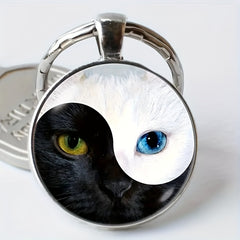 Zinc Alloy Cat Eye Keychain Tai Chi Cat Keychain For Men