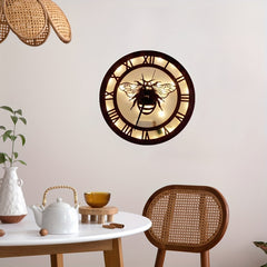 Small Bee Shape Wooden Clock Voice Light Model