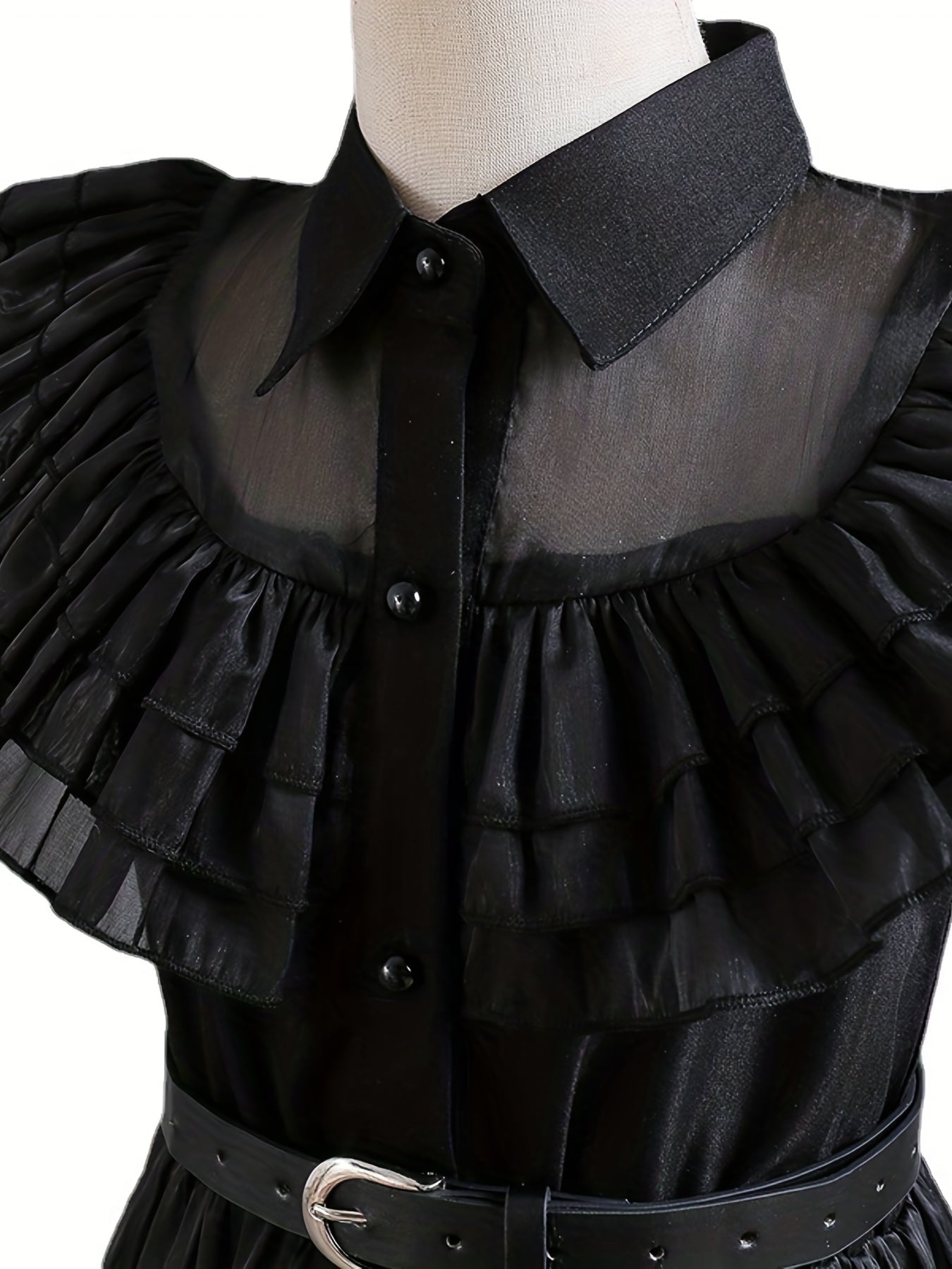 Girls Princess Mesh Ruffled Dress & Wig Set