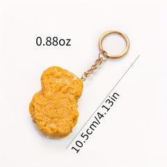 Fried Chicken Keychain Cartoon Key Ring for Adults