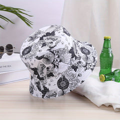 Double Sided Fan Print Bucket Hat for Men Women