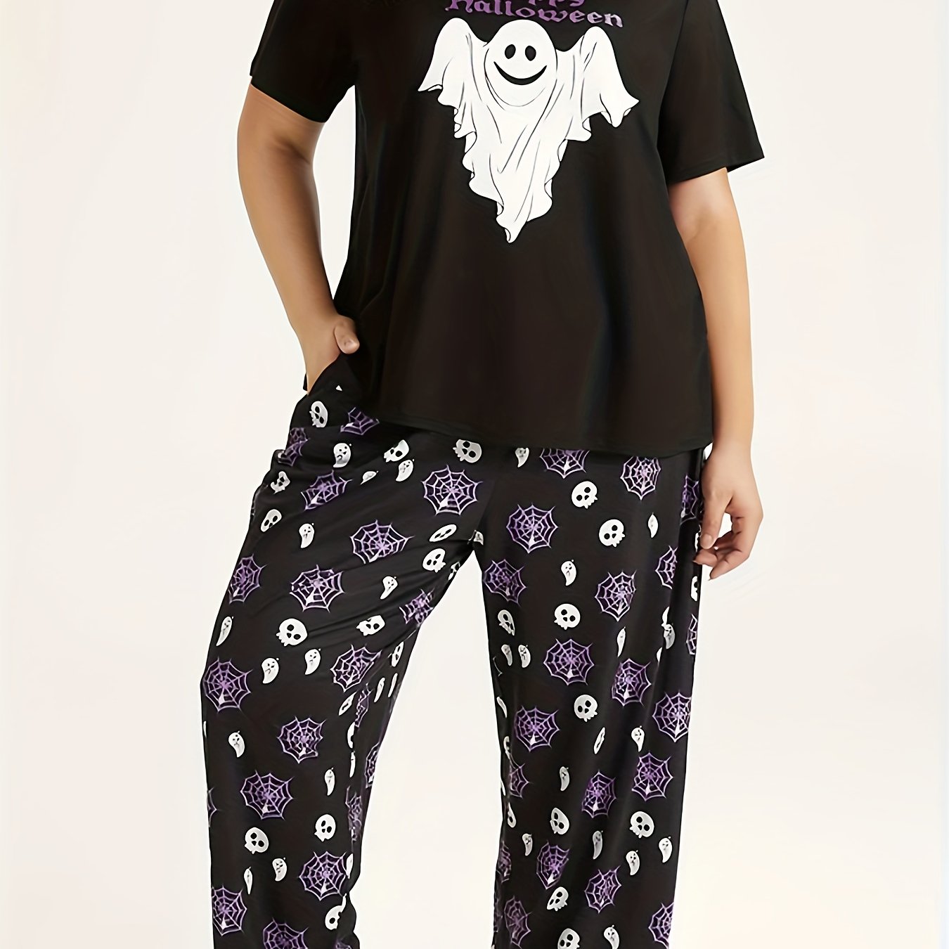 Ghost & Spiderweb Pajama Set - Tee & Pants Loungewear